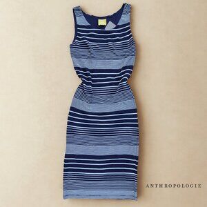 Anthropologie Maeve Edisto Column Women’s Dress Sz M Navy blue white striped NWT